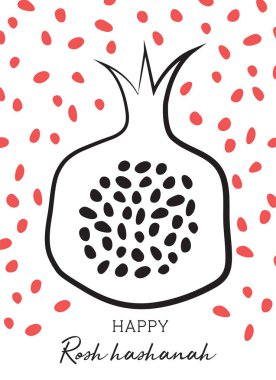 Shana Tova Card, Rosh Hashanah tebrik kartı, tatil sembolü, bir nar. Yahudi yeni yılı. vektör çizim şablonu