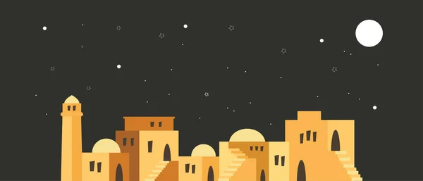 Panoramę Starego Miasta Jerozolimy nad Scena nocy. — Wektor stockowy