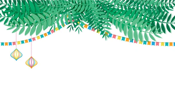 ユダヤ人の休日仮庵の祭りの伝統的な Sukkah のベクター イラストです。幸せな仮庵の祭りのヘブライ語挨拶を交わした。ベクトル図 — ストックベクタ