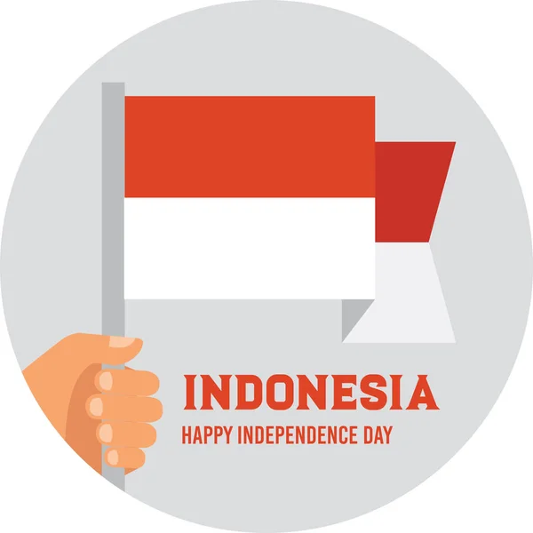 Deținerea și ridicarea drapelului național al Indoneziei. poster pentru sărbătorirea Zilei Naționale a Indoneziei. Indonezia Happy Independence Day felicitare. ilustrație vectorială — Vector de stoc