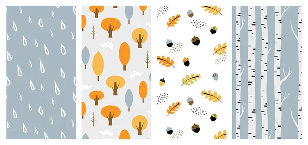 Herbstliches Muster gesetzt. ideal für Tapeten, Geschenkpapier, Musterfüllungen, Webseiten-Hintergrund, herbstliche Grußkarten. Herbst-Vektorillustration — Stockvektor