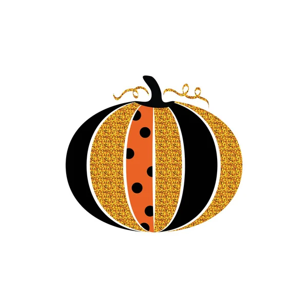 Joyeux Halloween carte de voeux. Citrouille scintillante et lettrage. Halloween glamour citrouille étincelante. Conception pour affiche ou flyer — Image vectorielle