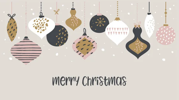 Χριστούγεννα πώληση τυπογραφία πρότυπο banner με Χριστουγεννιάτικες μπάλες, για πώληση φυλλάδια, αφίσες, web banner και ευχετήρια κάρτα. Εικονογράφηση διάνυσμα — Διανυσματικό Αρχείο