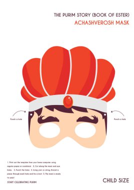Purim hikaye çocuklar için maske karakterleri-usrd için kids hareket, olabilir parti, Aile - vektör