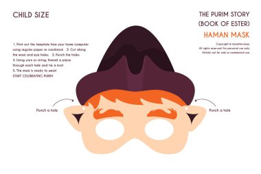 Purim hikaye çocuklar için maske karakterleri-usrd için kids hareket, olabilir parti, Aile - vektör