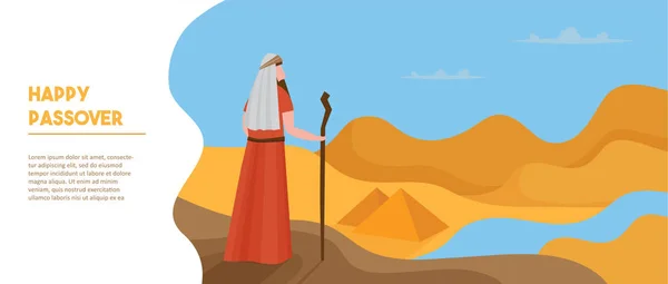 Passover card with Moses Looking at Egypt- Vector — Stock Vector