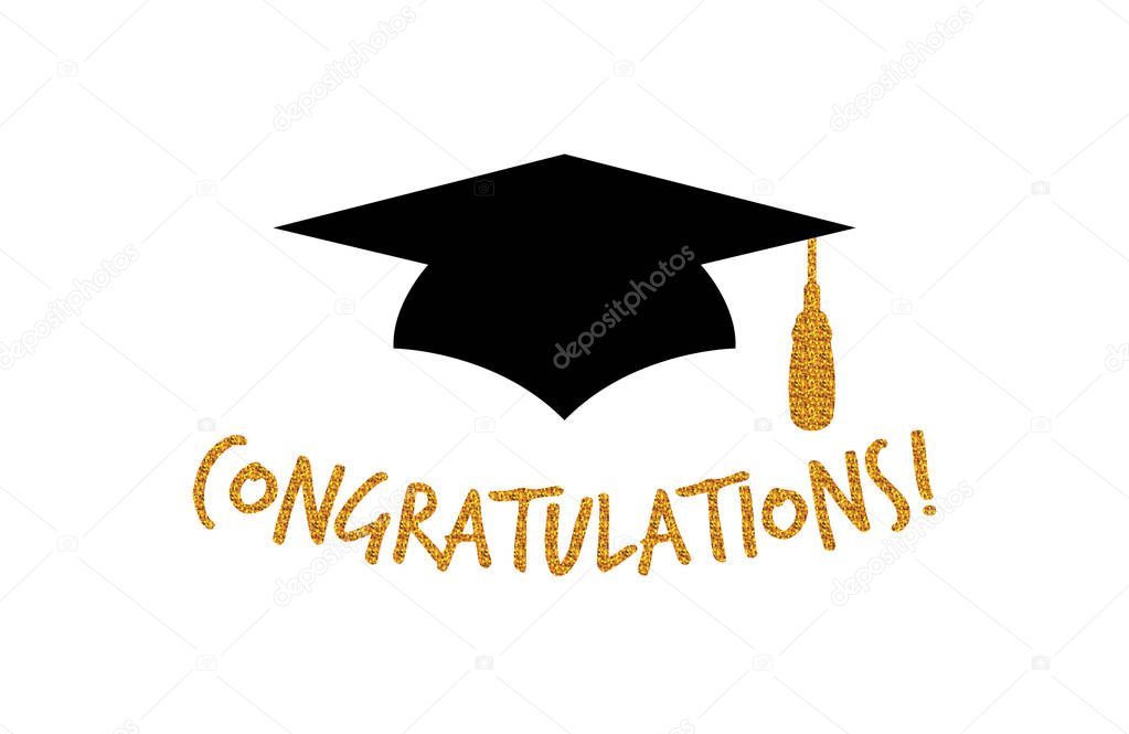 Graduation Logo Design with congratulations greeting- Vector