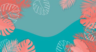 Mercan renkleri ile Tropikal Yaz arka plan Banner -vektör