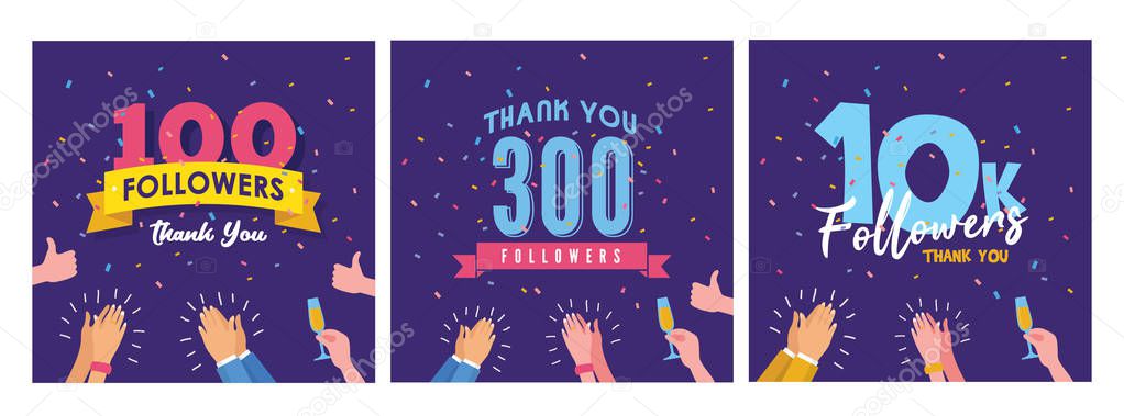 Set of Thank You Followers Labels