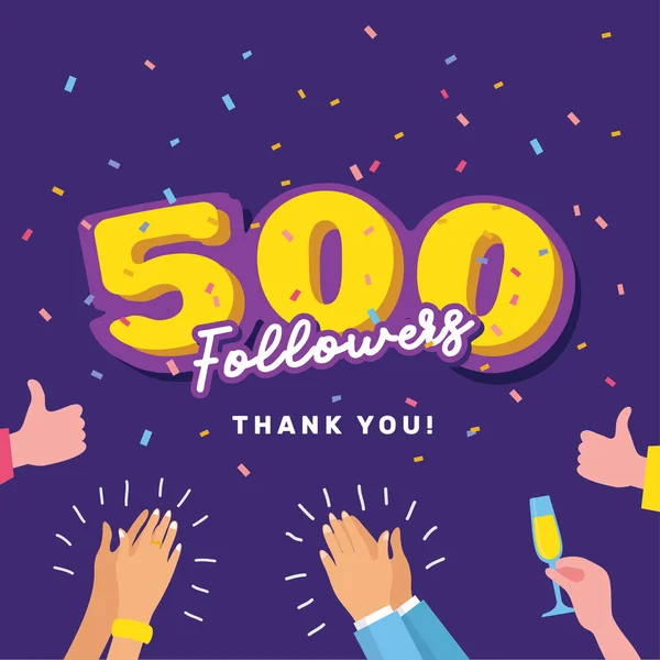 Obrigado assinar para 500 seguidores, marco de mídia social . — Vetor de Stock