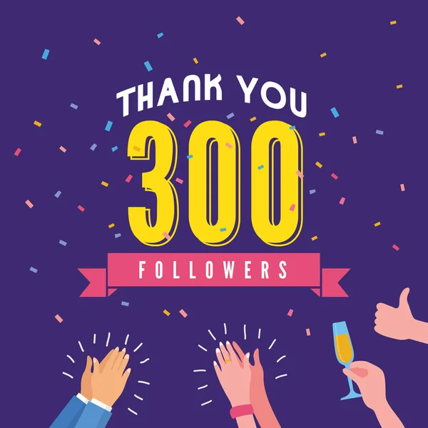 Obrigado assinar para 300 seguidores, marco de mídia social . —  Vetores de Stock