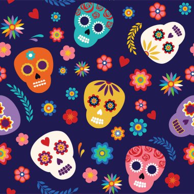 Mor arkaplandaki Ölü Kafataslarının Günü