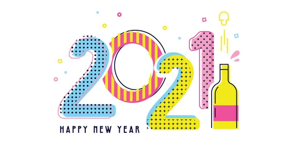Happy New Year- 2021. Greeting background design. New Year banner, social media promotional content. Vector illustration — Stock Vector