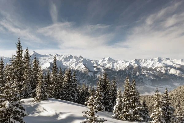 Vista Inverno Dos Alpes Áustria Central Oriental Vistos Das Pistas — Fotografia de Stock