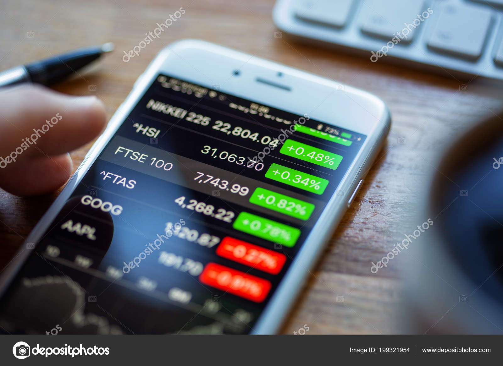 Bath June 2018 Apple Iphone Desk Displaying Stock Market
