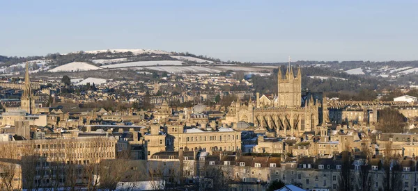 Winter Panoramisch Tonen Van Stad Bath Het Omringende Platteland Engeland — Stockfoto