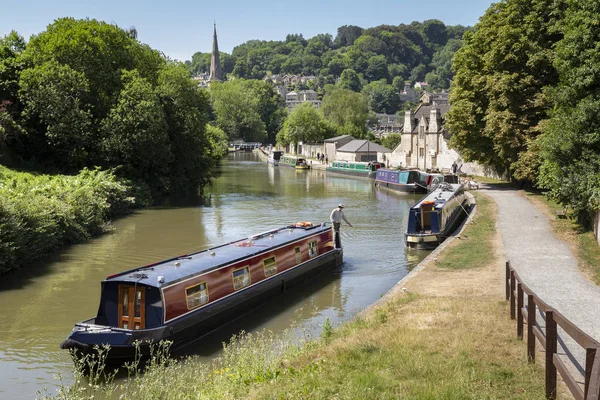 Bath Storbritannien Juni 2018 Smala Båtar Kanalen Kennet Och Avon — Stockfoto