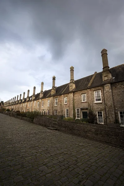 Domy Vicar Close Wells Somerset Nejstarší Čistě Rezidenční Ulici Evropě — Stock fotografie