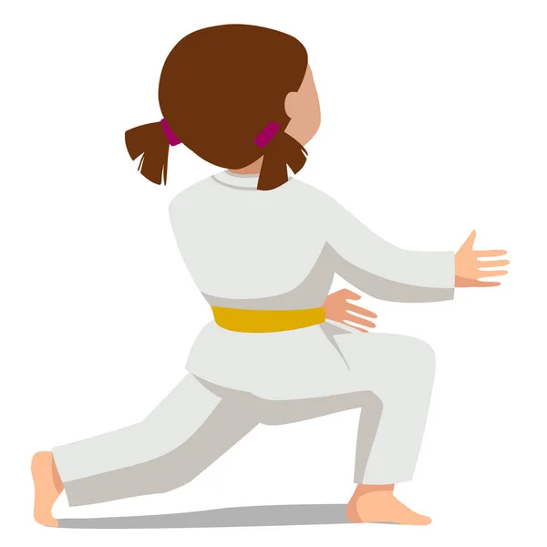 Vector illustration of a child in uniform. The basic movement Suvari-vaza Mae-sikko view from the back Suitable for oriental martial arts such as aikido, judo, karate, jiu-jitsu, budo
