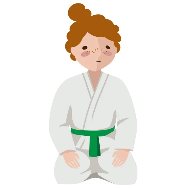 Vector illustration of a child in kimono. Suitable for oriental martial arts such as aikido, judo, karate, jiu-jitsu, bodo