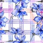 Purple orchid flowers. Seamless background pattern. Fabric wallpaper print texture. Watercolor background illustration.