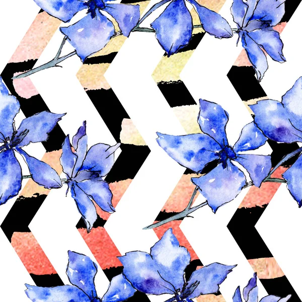 Purple White Orchid Flowers Seamless Background Pattern Fabric Wallpaper Print — Free Stock Photo