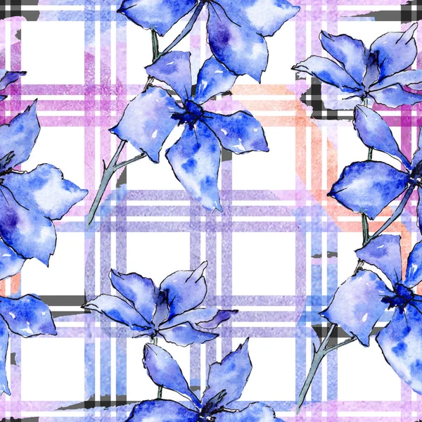 紫の蘭の花 シームレスな背景パターン 壁紙印刷手触りの生地 水彩画背景イラスト  — 無料ストックフォト