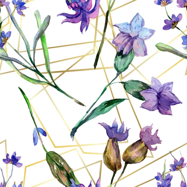 Purple Lavender Flowers Watercolor Seamless Background Pattern Fabric Wallpaper Print — Free Stock Photo