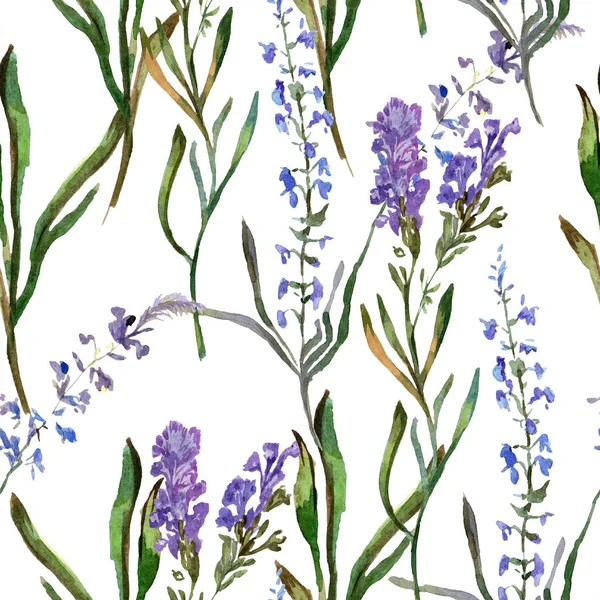 Paarse Lavendel Naadloze Achtergrondpatroon Structuur Behang Print Textuur Hand Getekend — Stockfoto