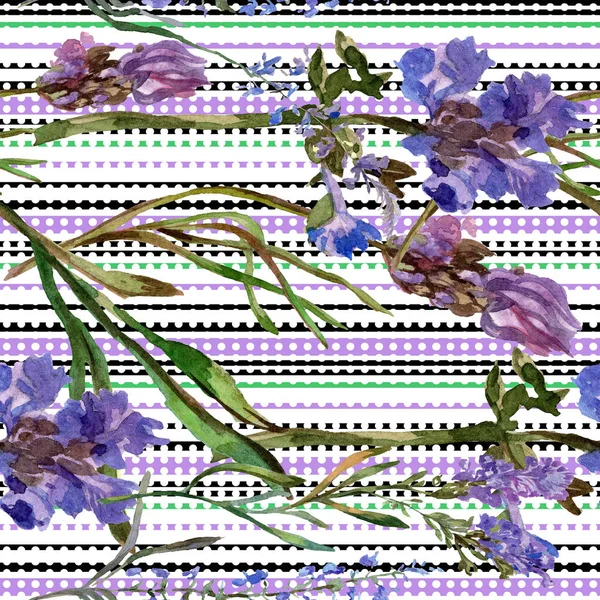 紫のラベンダーの花 シームレスな背景パターン 壁紙印刷手触りの生地 手描き水彩の背景イラスト  — 無料ストックフォト