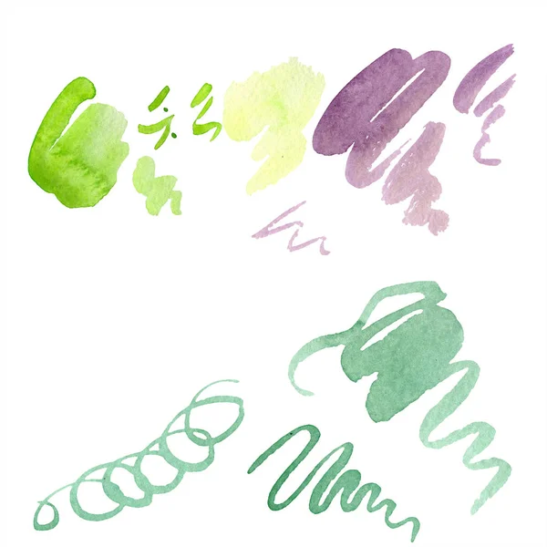 Абстрактные Зеленые Желтые Фиолетовые Аквариумные Шпильки Фона Текстуры Набор Акварельных — стоковое фото
