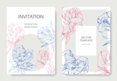 Gül çiçek beyaz kartlarla. Düğün kartları çiçek dekoratif oyulmuş mürekkep sanat ile. Teşekkür ederim, rsvp davet zarif kartları illüstrasyon grafik afiş ayarla. 