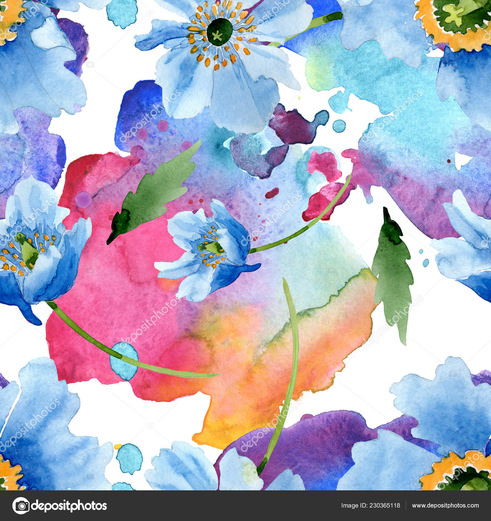 美しい白で隔離緑の葉と青いけしの花 水彩画背景イラスト Aquarelle シームレスな背景パターン 壁紙印刷手触りの生地 ストック写真 C Andreyanush 美しい白で隔離緑の葉と青いけしの花 水彩画背景イラスト Aquarelle シームレスな背景パターン 壁紙印刷手触りの生地 ストック写真 C Andreyanush