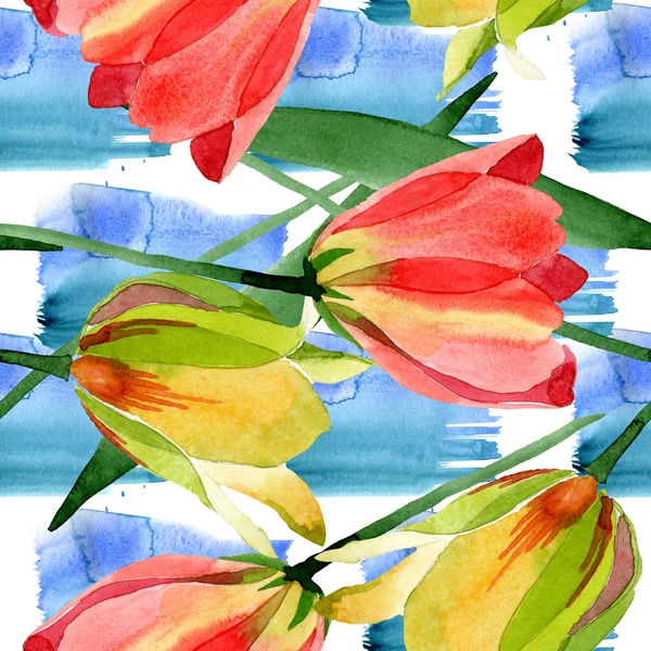 Belles Tulipes Jaunes Aux Feuilles Vertes Isolées Sur Blanc Illustration — Photo