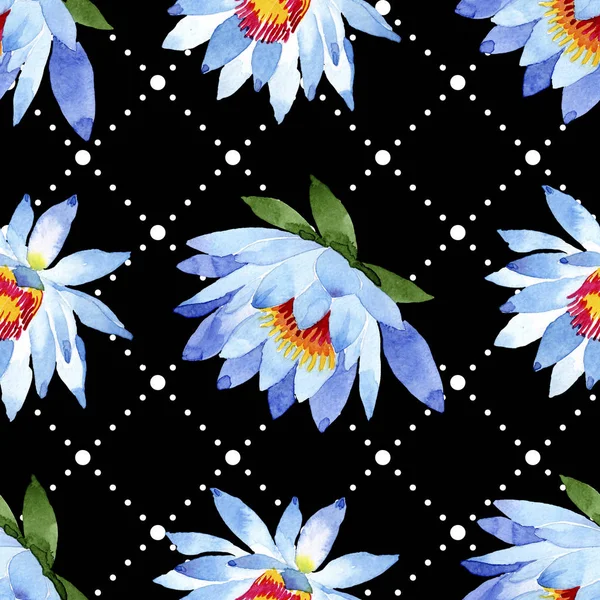 Mavi Lotus Çiçekleri Suluboya Arka Plan Illüstrasyon Suluboya Aquarelle Sorunsuz — Ücretsiz Stok Fotoğraf