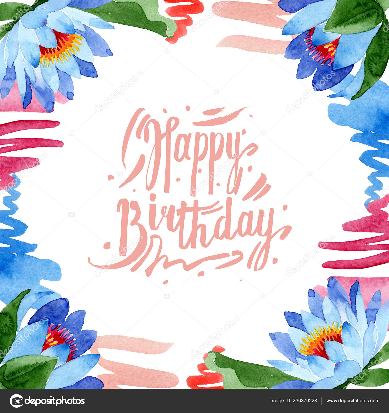 Fleurs Lotus Bleu Magnifique Isolés Sur Blanc Illustration