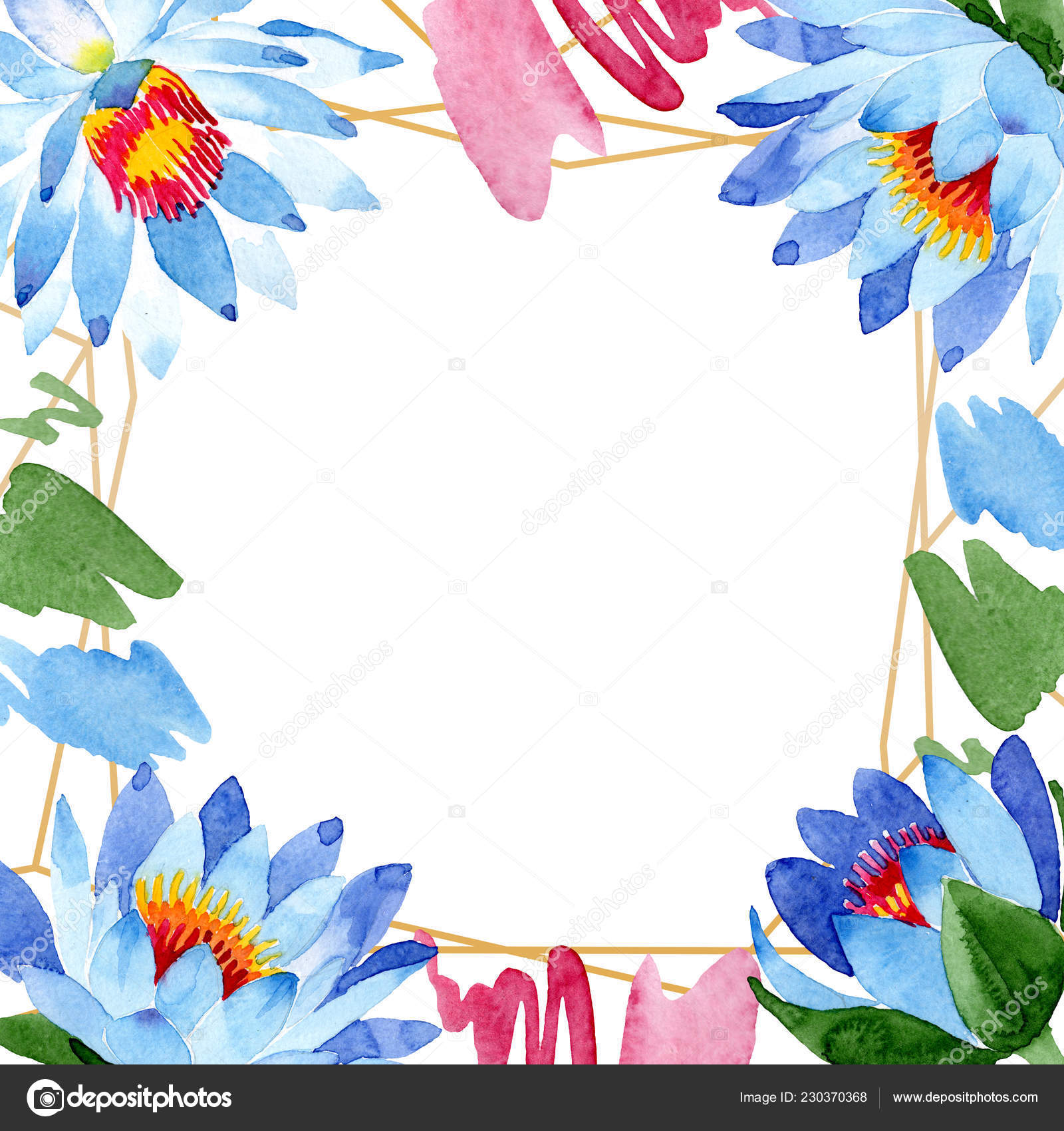 Fleurs Lotus Bleu Magnifique Isolés Sur Blanc Illustration