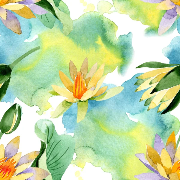 Beautiful Yellow Lotus Flowers Isolated White Watercolor Background Illustration Watercolour — Free Stock Photo