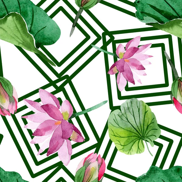 Güzel Mor Lotus Çiçekleri Beyaz Izole Suluboya Arka Plan Illüstrasyon — Stok fotoğraf
