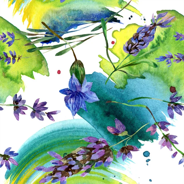 Schöne Lila Lavendelblüten Isoliert Auf Weiß Aquarell Hintergrundillustration Aquarell Zeichnen — Stockfoto