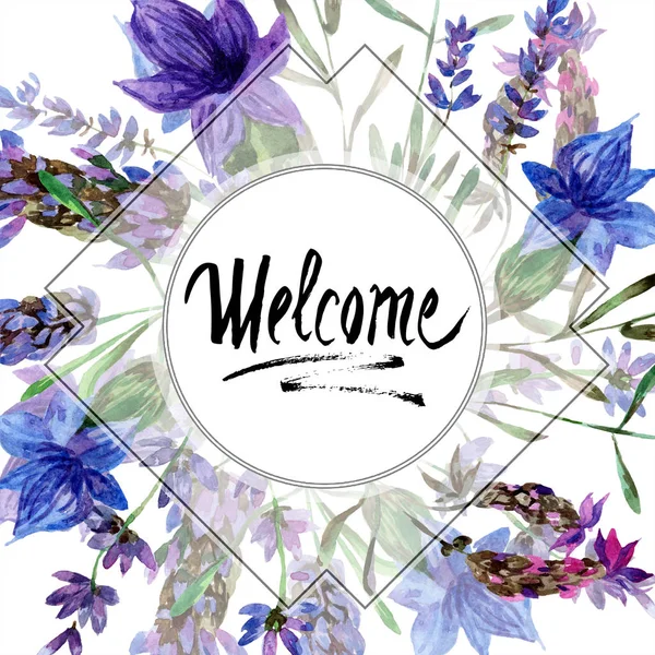 Красиві Фіолетові Квіти Лаванди Ізольовані Білому Ілюстрація Акварельного Фону Акварель — стокове фото