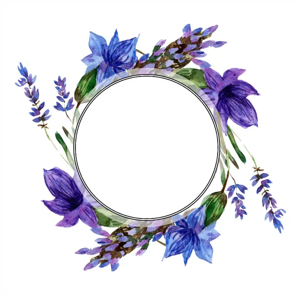 Hermosas Flores Lavanda Púrpura Aisladas Blanco Ilustración Fondo Acuarela Acuarela — Foto de Stock