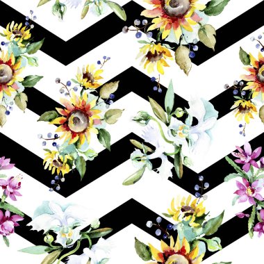 Sulu boya çiçekler çok güzel arka plan. Suluboya çizim aquarelle. Sorunsuz arka plan deseni. Kumaş duvar kağıdı yazdırma doku.