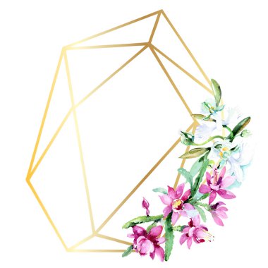 Beyaz arka plan üzerinde güzel suluboya çiçek. Suluboya çizim aquarelle. İzole buket çiçek çizim öğesi. Çerçeve kenarlığı süsleme.