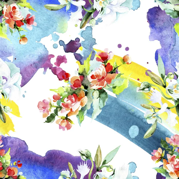 Schöne Aquarellblumen Hintergrund Aquarell Zeichnung Aquarell Nahtlose Hintergrundmuster Stoff Tapete — Stockfoto