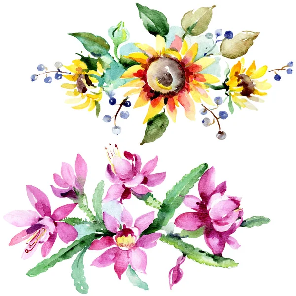 Schöne Aquarellblumen Auf Weißem Hintergrund Aquarell Zeichnung Aquarell Illustration Isolierte — Stockfoto