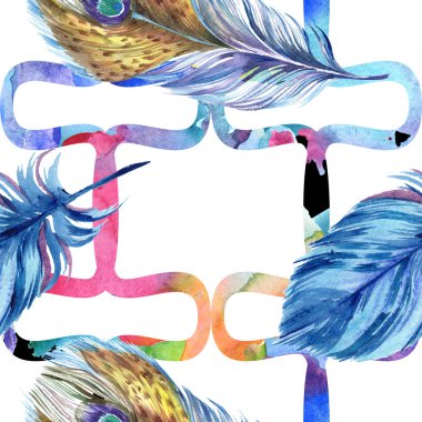 Soyut illüstrasyon izole beyaz renkli tüylerle. Sorunsuz arka plan deseni. Kumaş duvar kağıdı yazdırma doku.