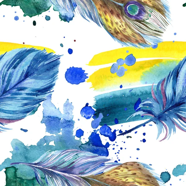 Colorful Feathers Abstract Paint Spills Seamless Background Pattern Fabric Wallpaper — Stock Photo, Image