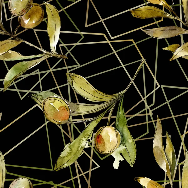 Grüne Oliven Aquarell Hintergrund Illustrationsset Aquarellzeichnung Modeaquarell Isoliert Botanisches Olivenblatt — Stockfoto