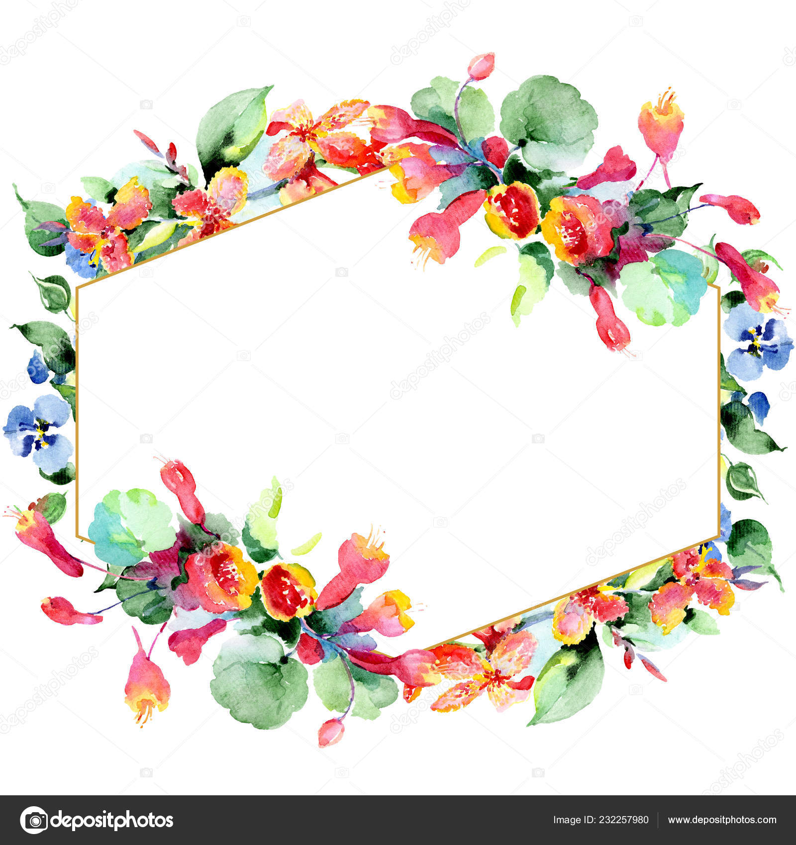 Download Frame Colorful Spring Flowers Watercolor Background ...